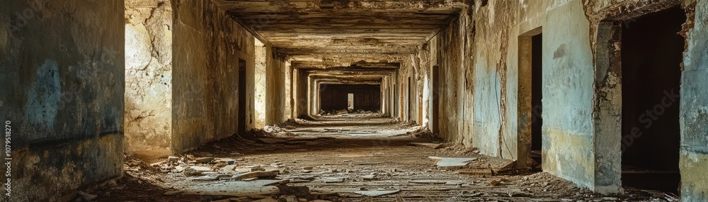 A desolate corridor in an abandoned building, showcasing decay and neglect. A desolate corridor in an abandoned building, showcasing decay and neglect.