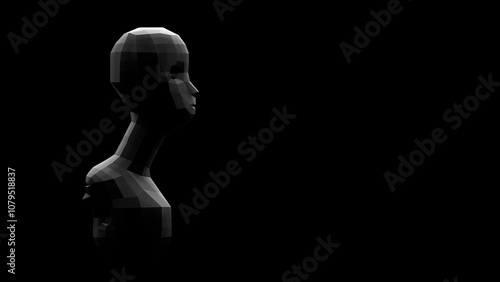 silhouette of a low poly head person in the darkness