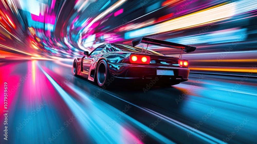 Speeding Through Neon Lights