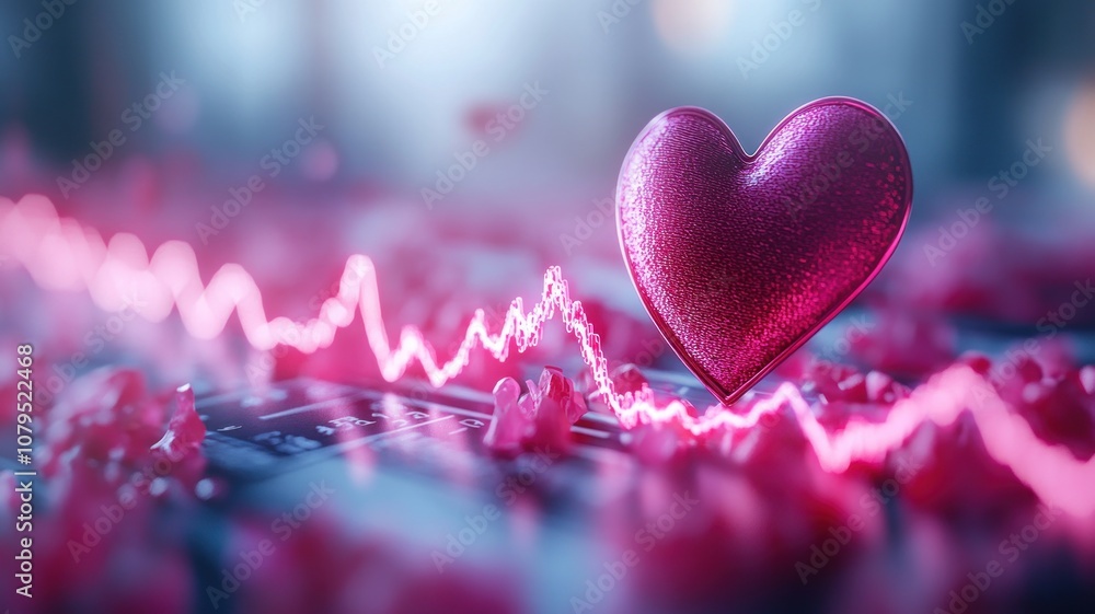 A sparkling heart symbolizing love with a heartbeat line. A sparkling heart symbolizing love with a heartbeat line.