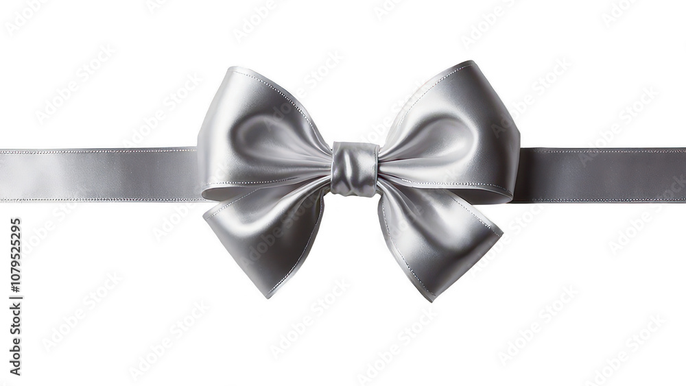 Shiny white gift bow decoration, isolated on transparent background png Shiny white gift bow decoration, isolated on transparent background png