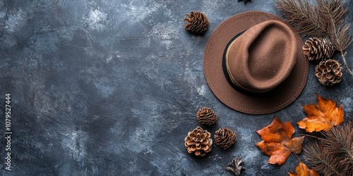 Christmas composition with hat on slate , copy space , ai