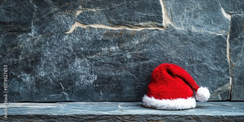 Christmas composition with hat on slate , copy space , ai