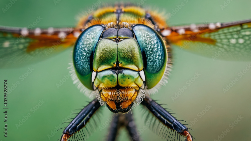 Colorful Dragonfly Face in Extreme Close-Up Colorful Dragonfly Face in Extreme Close-Up