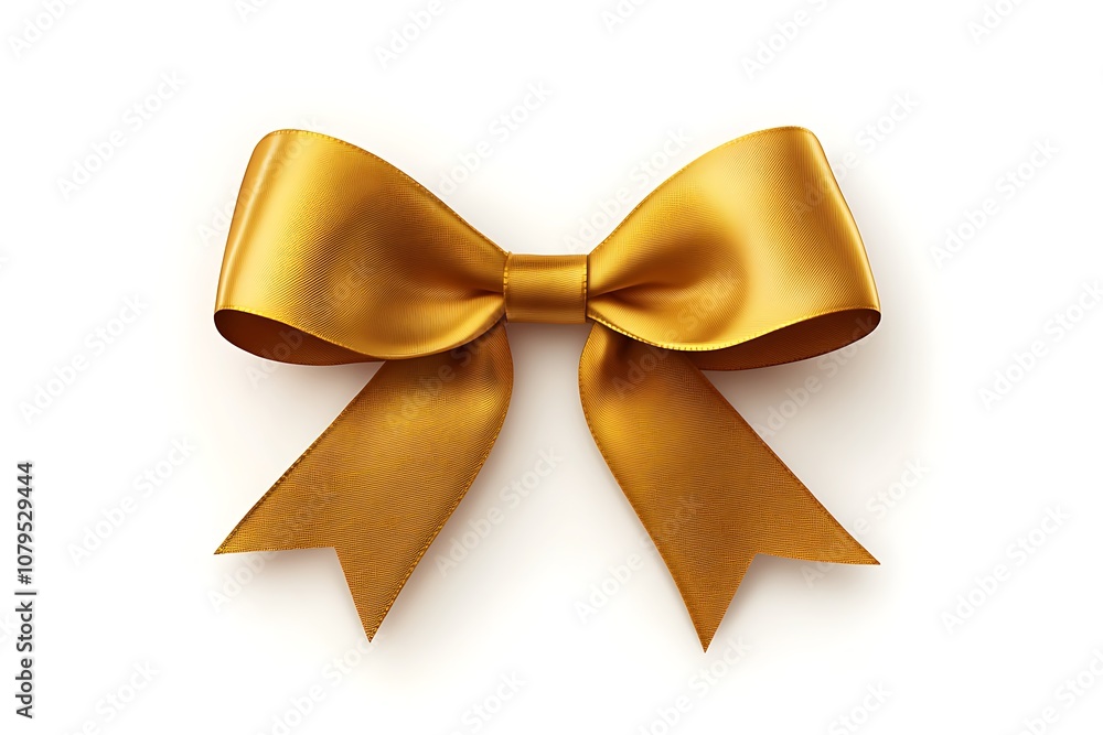 Golden bow made of satin ribbon isolated on white background Golden bow made of satin ribbon isolated on white background