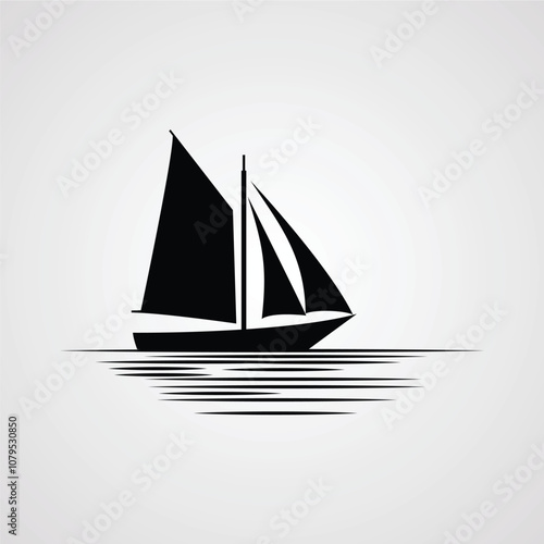 sailboat silhouette logo design element vector template