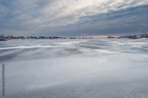 Frozen Great Slave Lake at Yellowknife, Northwest Territories, Canada photo