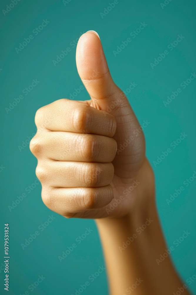 Hand gesture showing thumbs up for positivity Hand gesture showing thumbs up for positivity