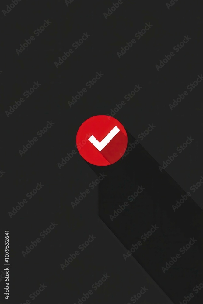 Simple Icon of a Red Checkmark on Dark Background Simple Icon of a Red Checkmark on Dark Background