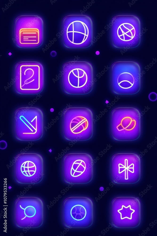 Vibrant Sports Icons Collection in Neon Style Vibrant Sports Icons Collection in Neon Style