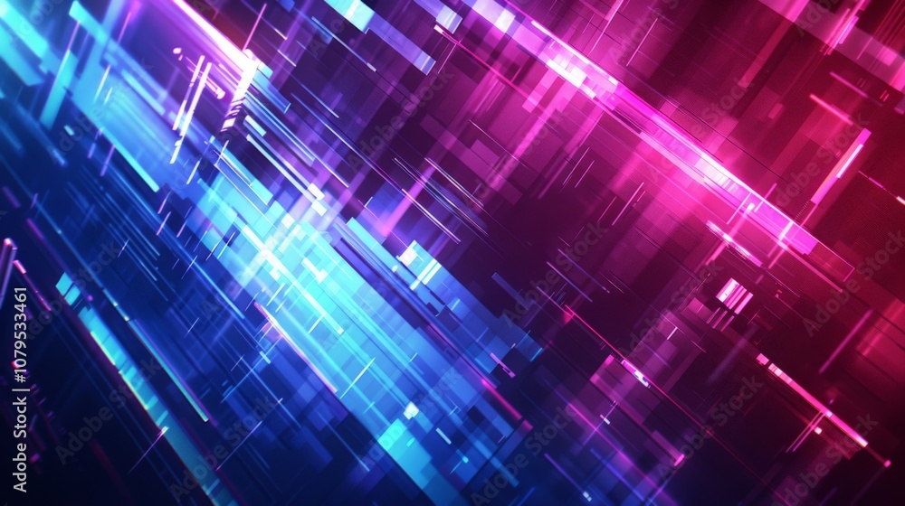Wallpaper Abstract technology background with glowing lines and geometric shapes creating a dynamic and futuristic atmosphere Wallpaper Abstract technology background with glowing lines and geometric shapes creating a dynamic and futuristic atmosphere