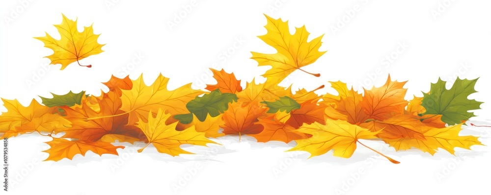 Fototapeta premium A collection of autumn leaves in various colors arranged artistically.