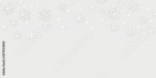 Snowflakes falling on a plain gray background, creating a serene winter atmosphere, background, weather, snow