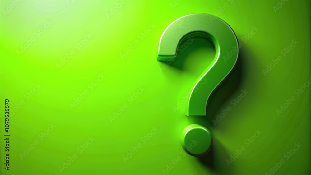Mysterious question mark symbol on vibrant green background, mystery, symbol, curiosity, uncertainty, confusion Mysterious question mark symbol on vibrant green background, mystery, symbol, curiosity, uncertainty, confusion