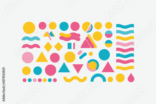 Set of original modern graphic geometric elements vector art, easily editable 