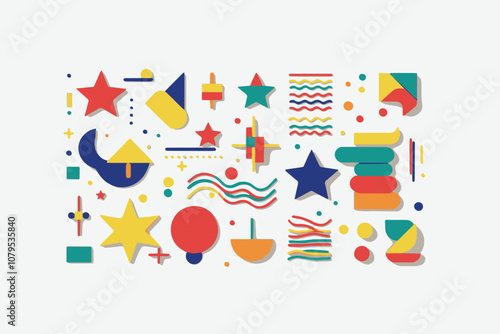 Set of original modern graphic geometric elements vector art, easily editable 