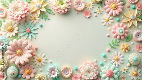 Cute flower decorations featuring small pastel colored elements, flowers, cute, decoration, pastel colors, petals, small