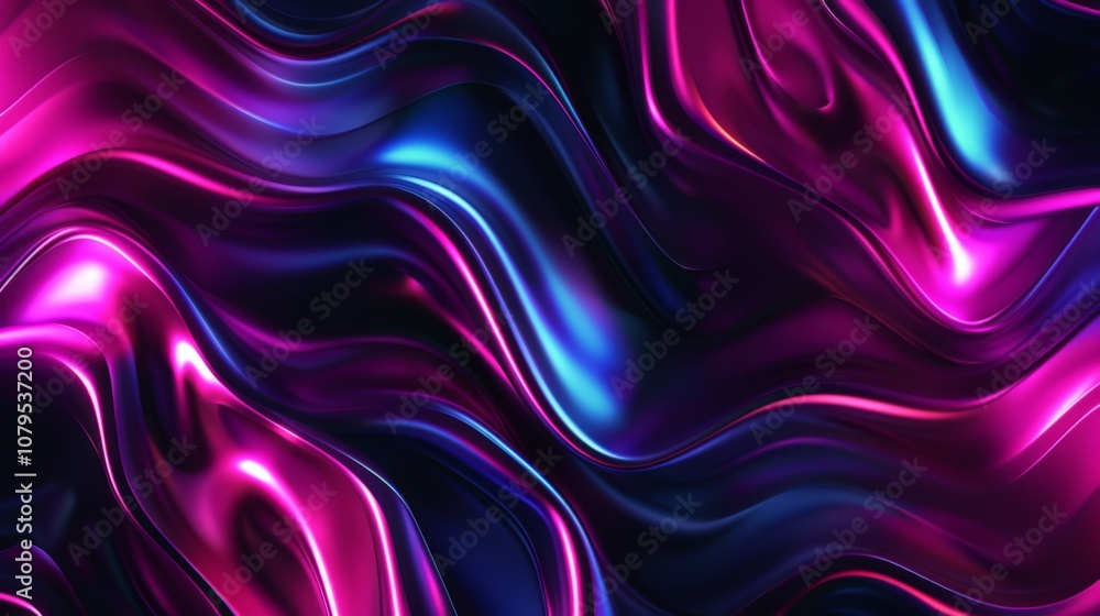 Obraz premium Wallpaper Abstract background forming a wavy pattern with a metallic texture, featuring vibrant and iridescent colors, perfect for wallpaper