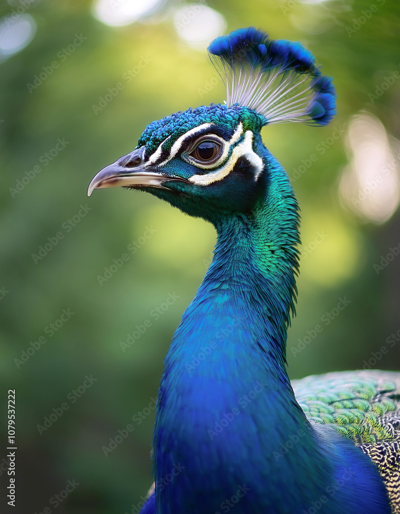 Peacock isolated with blur green bokeh background Peacock isolated with blur green bokeh background