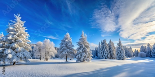 Wallpaper Mural Winter wonderland landscape with snow covered trees and a soft blue sky , Winter, wonderland, landscape, snow, trees, blue sky Torontodigital.ca