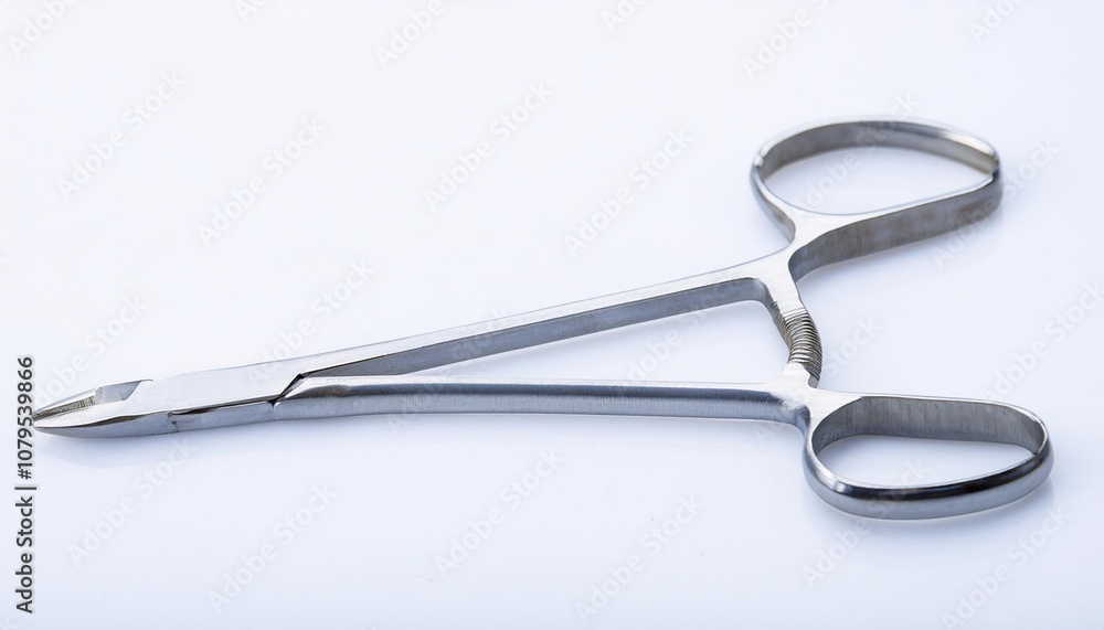 Forceps on White Background Isolated. Full Shot of Medical Devices. Forceps on White Background Isolated. Full Shot of Medical Devices.