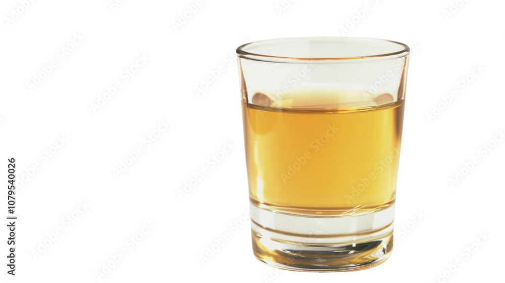 A shot of tequila on white transparent background

