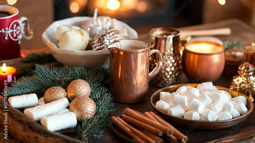 Cozy Winter Evening with Hot Chocolate and Marshmallows Cozy Winter Evening with Hot Chocolate and Marshmallows