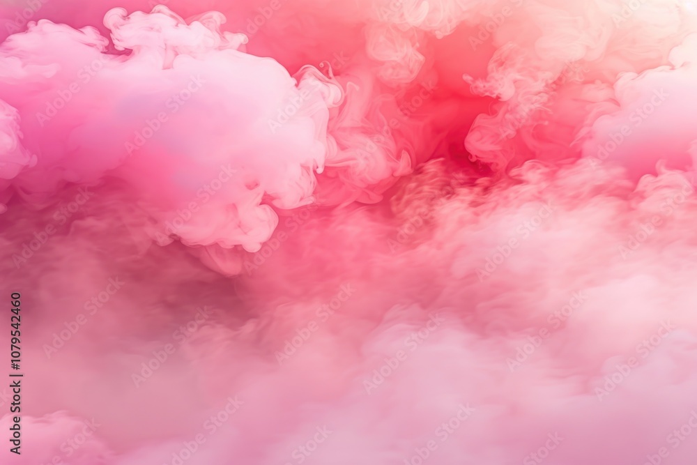 Fototapeta premium Pink smoke clouds in the sky. The smoke is pink and it looks like it's coming from a fire