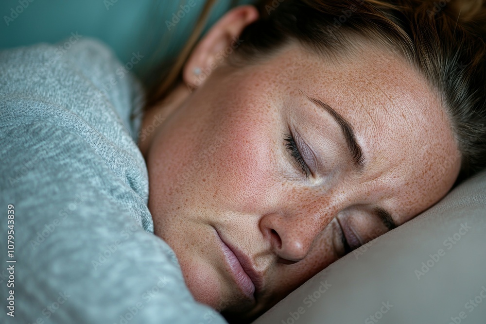 A woman is sleeping on a pillow with her head tilted back A woman is sleeping on a pillow with her head tilted back