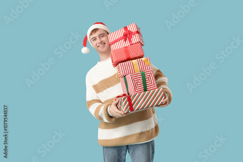 Young man with stack of Chr...