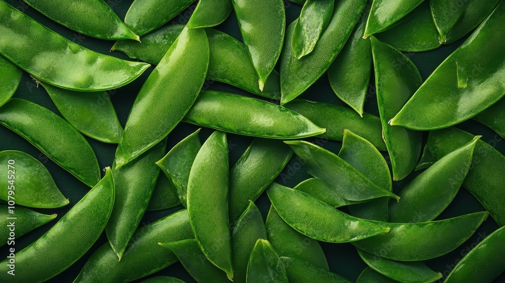 Green Pea Pods Pattern, Flat Lay, Food Photography, Fresh Vegetables, Healthy Eating, Green Background. Green Pea Pods Pattern, Flat Lay, Food Photography, Fresh Vegetables, Healthy Eating, Green Background.