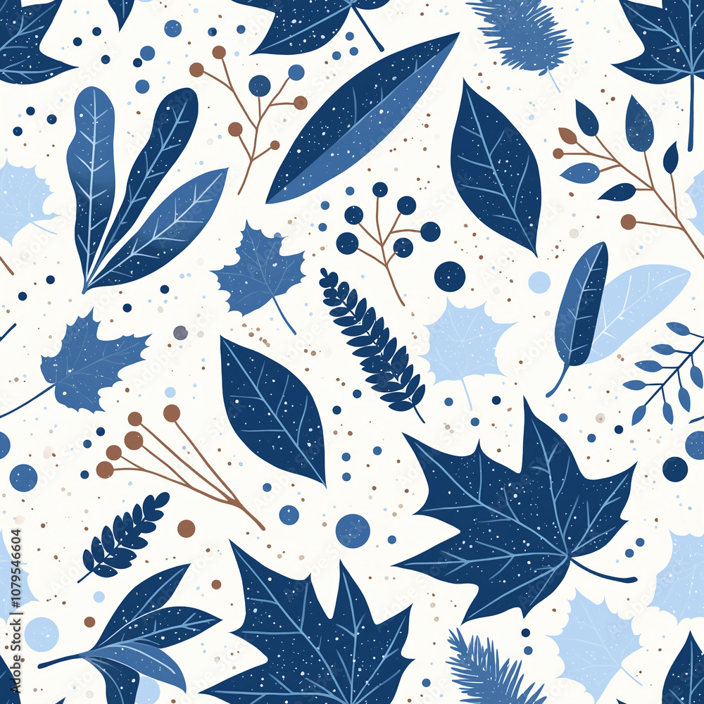 Fototapeta premium seamless flower and leaf pattern on background