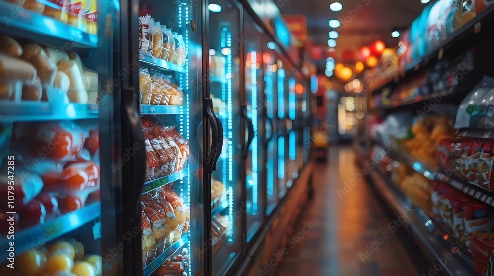 A grocery store with a lot of food in the refrigerators A grocery store with a lot of food in the refrigerators