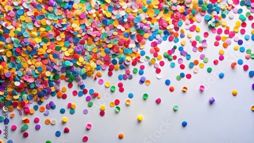 Colorful confetti scattered on a white background, celebration, party, colorful, festive, colorful, paper, bright, decoration