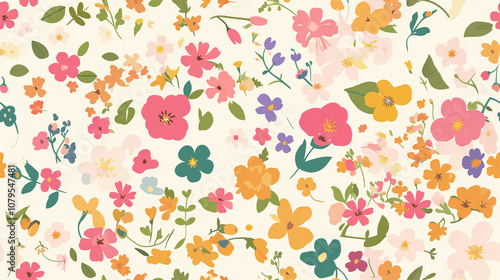 Wallpaper Mural seamless flower and leaf pattern on background Torontodigital.ca