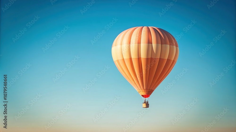 Fototapeta premium Minimalist peach fuzz colored hot air balloon flying against a clear sky , hot air balloon, peach fuzz, minimalistic