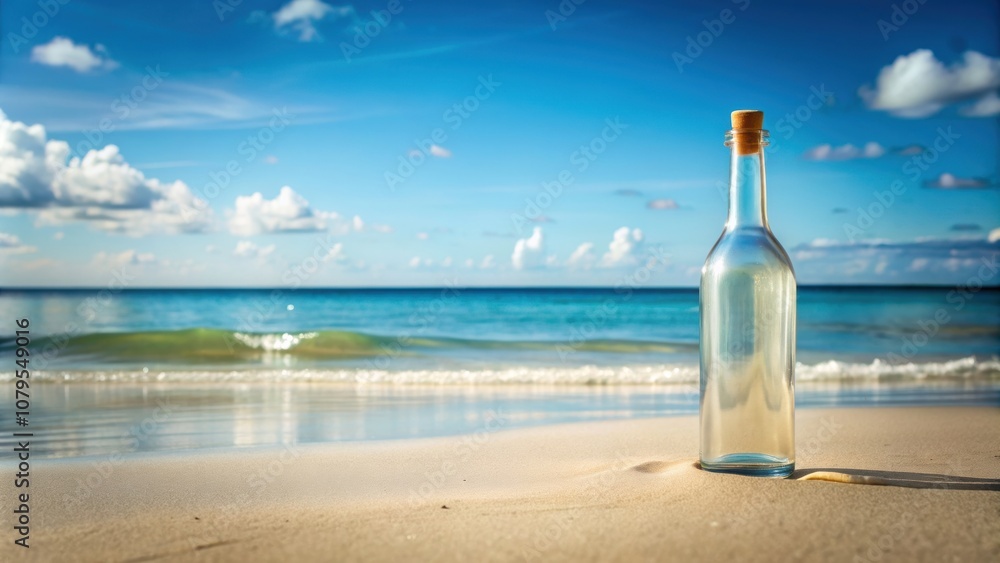 Elegant bottle on a plain background with a beach view, minimalist style showcase, elegant, bottle, plain background Elegant bottle on a plain background with a beach view, minimalist style showcase, elegant, bottle, plain background
