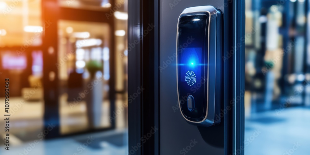 Securing your space door lock with fingerprint sensor technology modern office entrance digital security indoor perspective innovation in access control Securing your space door lock with fingerprint sensor technology modern office entrance digital security indoor perspective innovation in access control