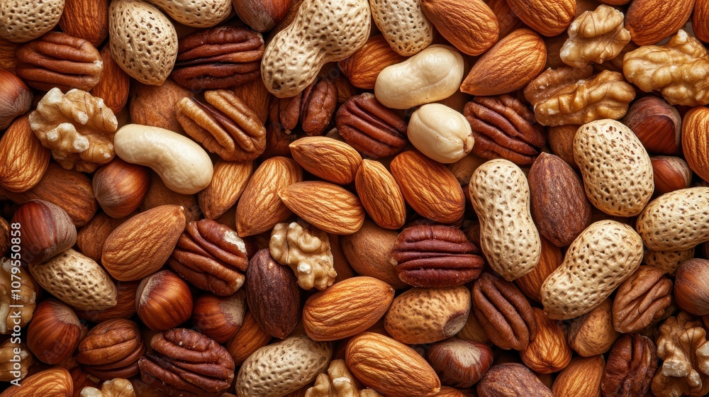 Close Up of Mixed Nuts - Almonds, Pecans, Walnuts, Hazelnuts, and Peanuts. Close Up of Mixed Nuts - Almonds, Pecans, Walnuts, Hazelnuts, and Peanuts.