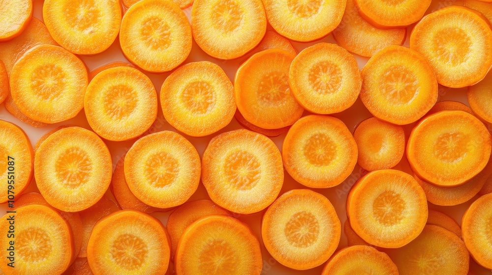 Close-up of Sliced Carrot Rings - Bright Orange Vegetable Texture. Close-up of Sliced Carrot Rings - Bright Orange Vegetable Texture.