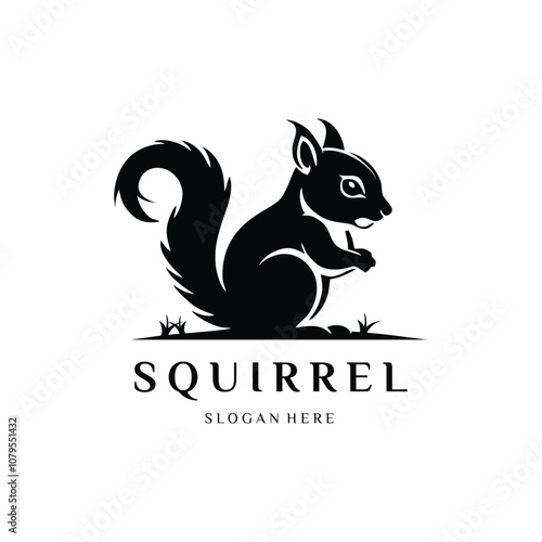 squirrel Silhouette logo design element vector template