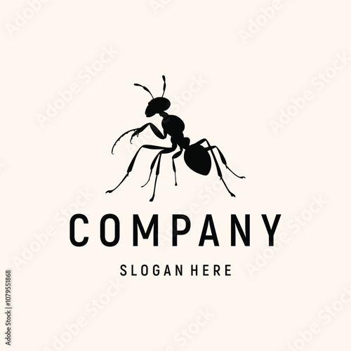 Ant silhouette logo design element vector template