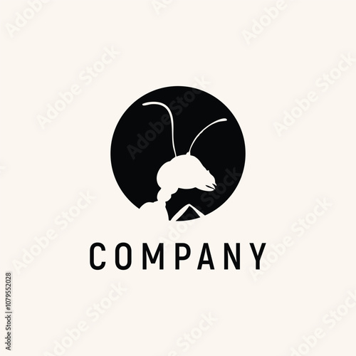 Ant silhouette logo design element vector template