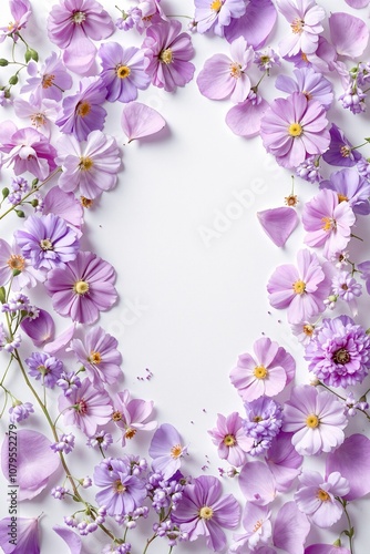 Lavender Floral Frame on White Background