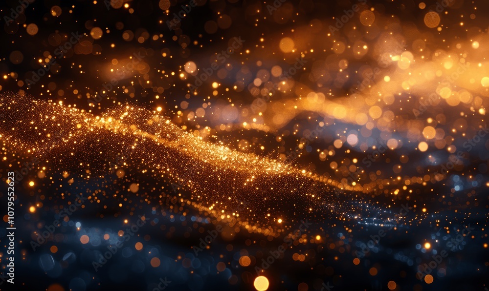 Elegant Gold Glitter Vector Design on Black Background Elegant Gold Glitter Vector Design on Black Background
