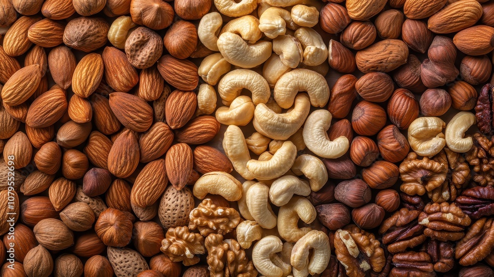 Close-up Macro Photography of Assorted Nuts - Almonds, Cashews, Hazelnuts, Walnuts, Pecans - Food Background Texture Close-up Macro Photography of Assorted Nuts - Almonds, Cashews, Hazelnuts, Walnuts, Pecans - Food Background Texture