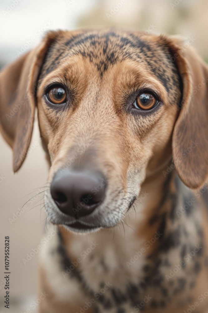 Close-up Portrait of a Beautiful Spotted Dog with Expressive Eyes