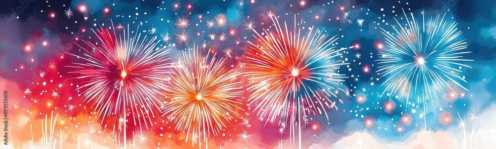 Fototapeta premium Family enjoying vibrant fireworks display at night by the water.