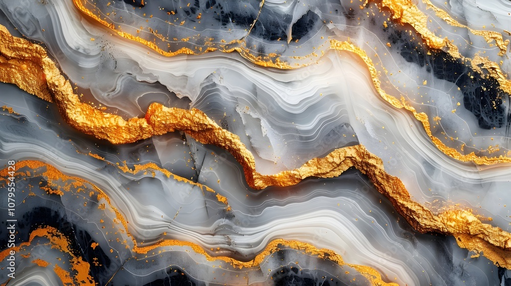 Fototapeta premium A gold and black stone with a gold line running through it