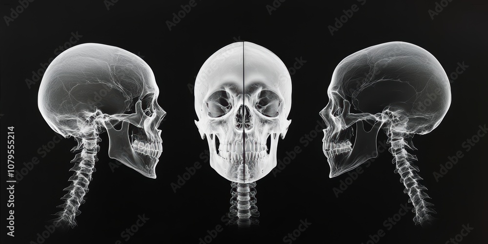 X-ray scan of human skull medical imaging facility film print clinical environment detailed view anatomical study for educational purposes X-ray scan of human skull medical imaging facility film print clinical environment detailed view anatomical study for educational purposes